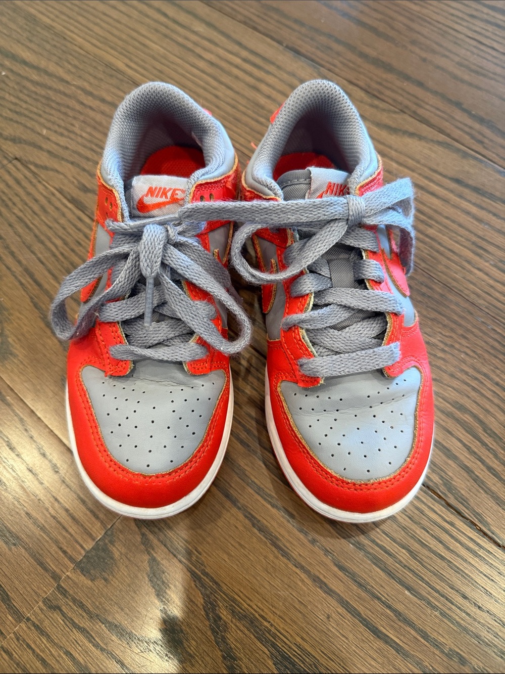 Nike Dunks Kids Orange and Gray Lace-Up Sneakers